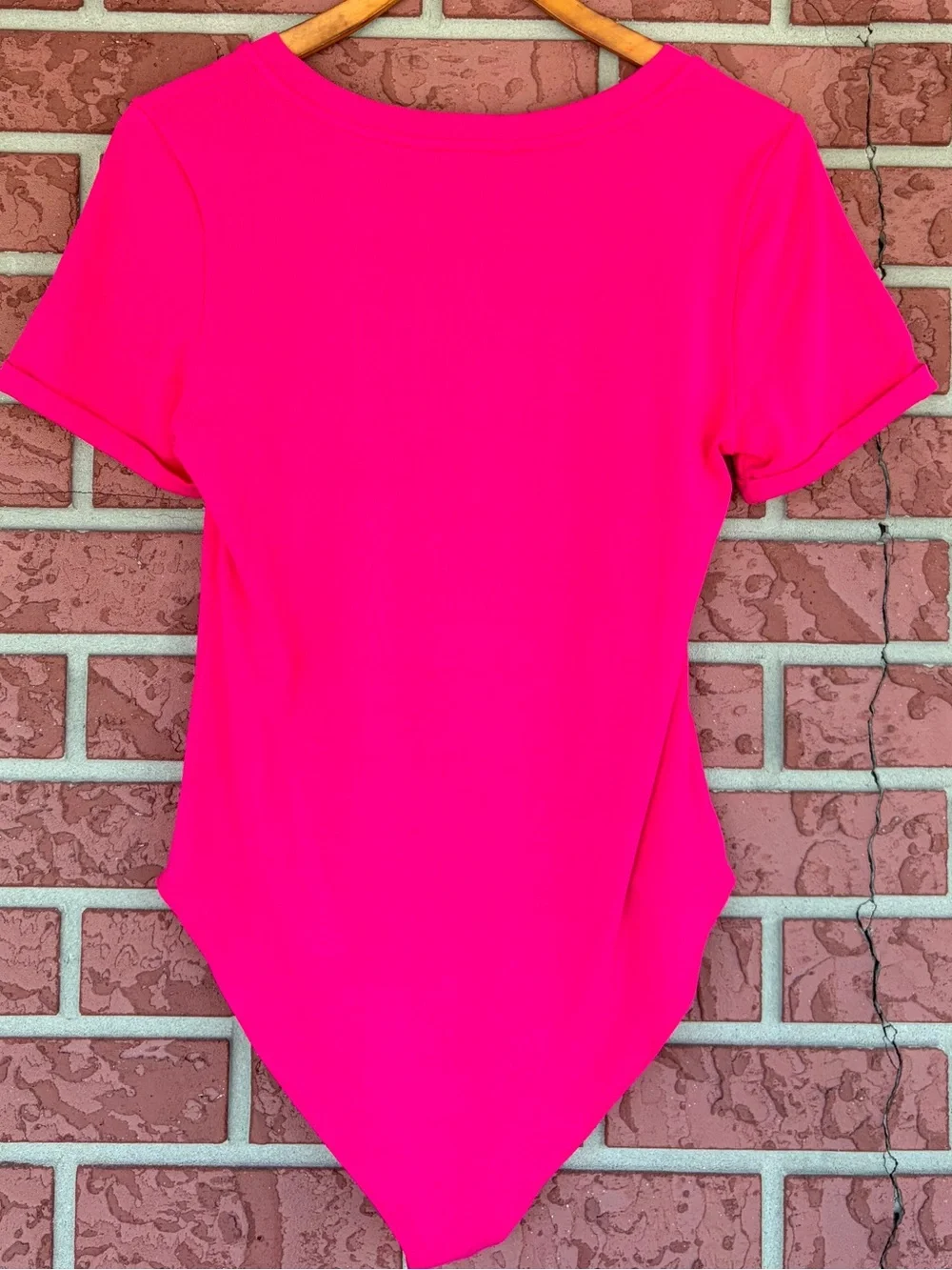 Girls' V-Neck Short Sleeve Bodysuit in Bright Pink